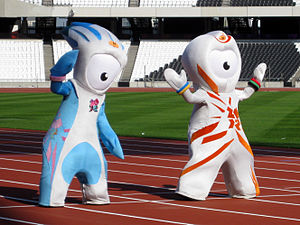 Wenlock and Mandeville, 2012 Olympic Mascots, modeled after 2 drops of steel from a Steelworks